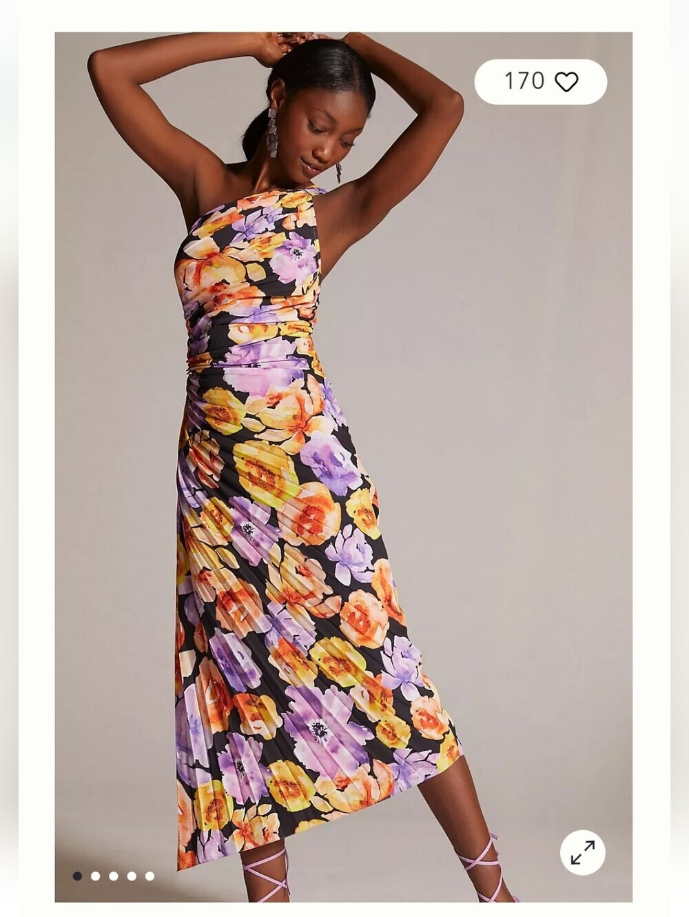 Anthropolgie Geisha Designs Asymmetrical Hem Midi Dress Floral Size Small